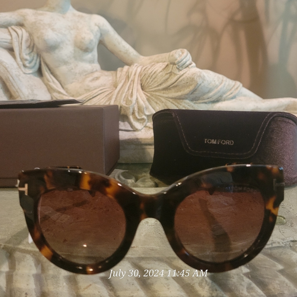 Tom Ford Lucille Cat Eye Sunglasses Dark Havanah Bordeaux Luxury Designer #106 - Picture 12 of 17